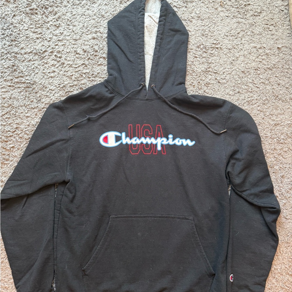 Champion USA Gray and Black Hoodie. Size Medium